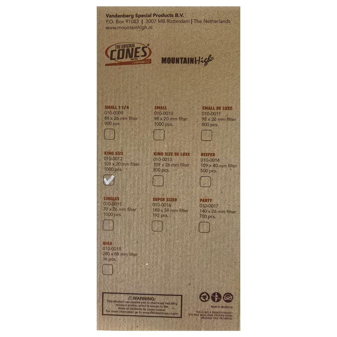 Bulk Offer - Mountain High King Size Pre-rolled Cones - Box Of 1000