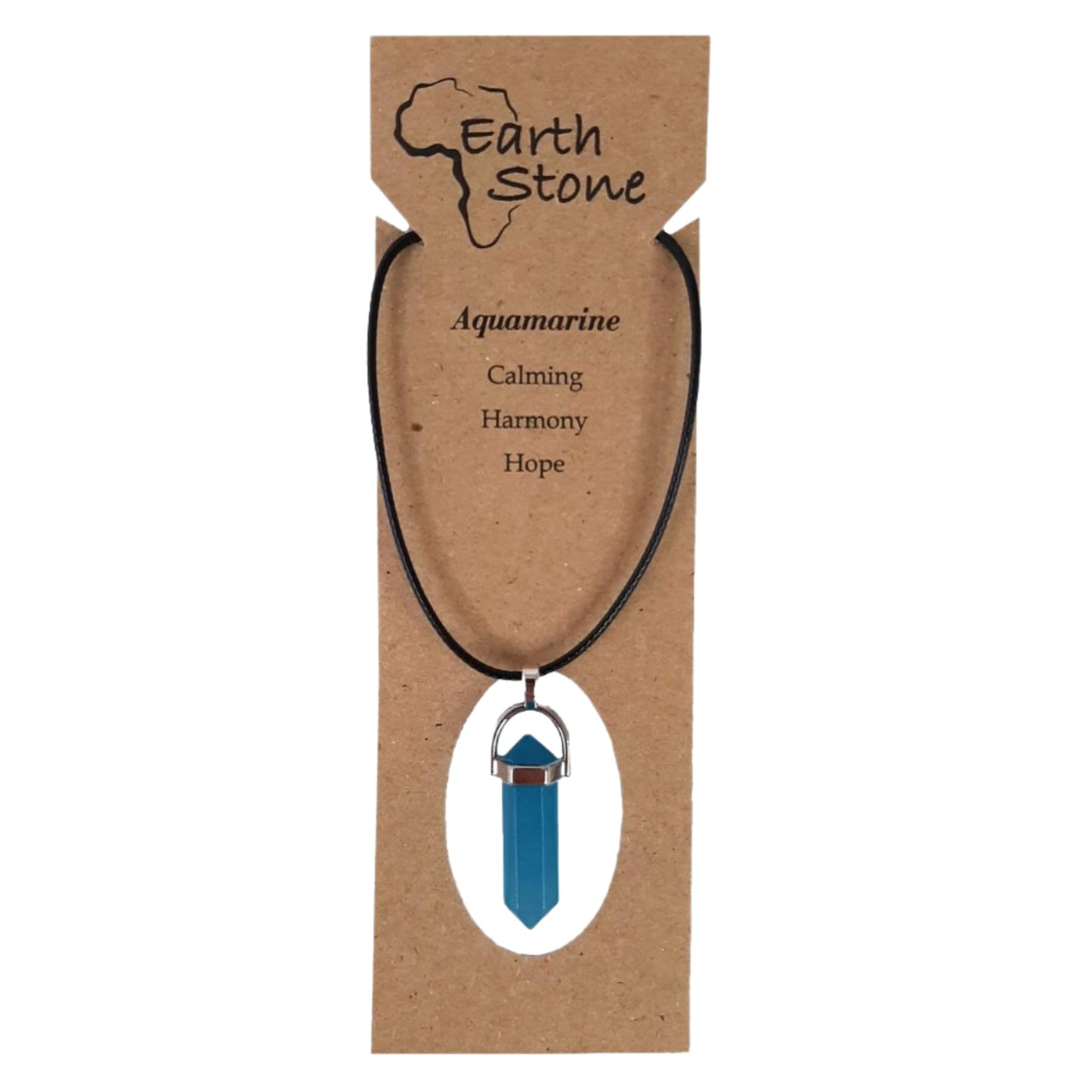 Earth Stone Collection - Bullet Crystal Stone Necklace (Aquamarine)