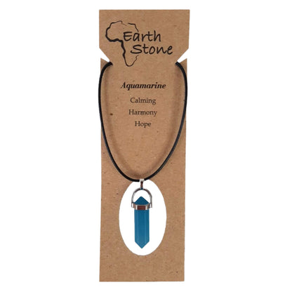 Earth Stone Collection - Bullet Crystal Stone Necklace (Aquamarine)