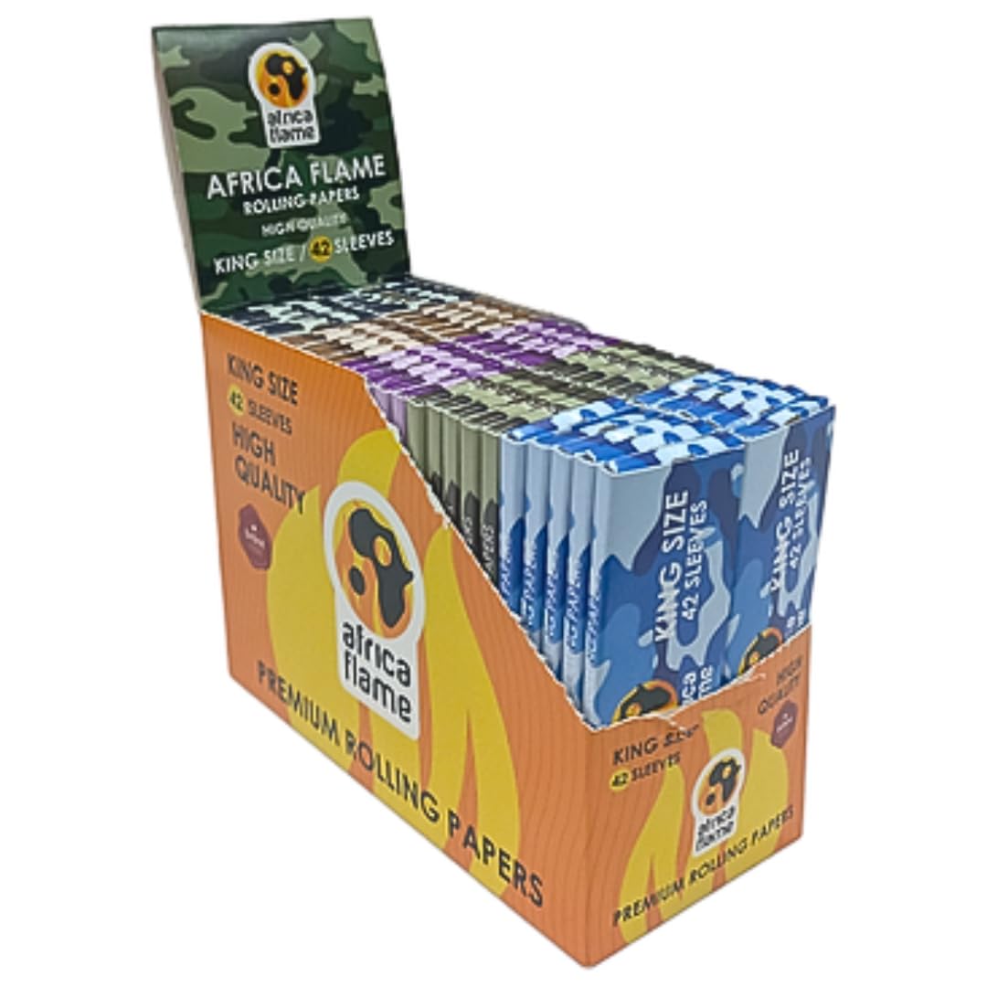 Africa Flame Rolling Paper King Size - 50 Booklets - Army - 2 Pack