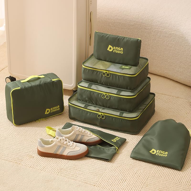 7‑Piece Travel Packing Organizer Set (Green)