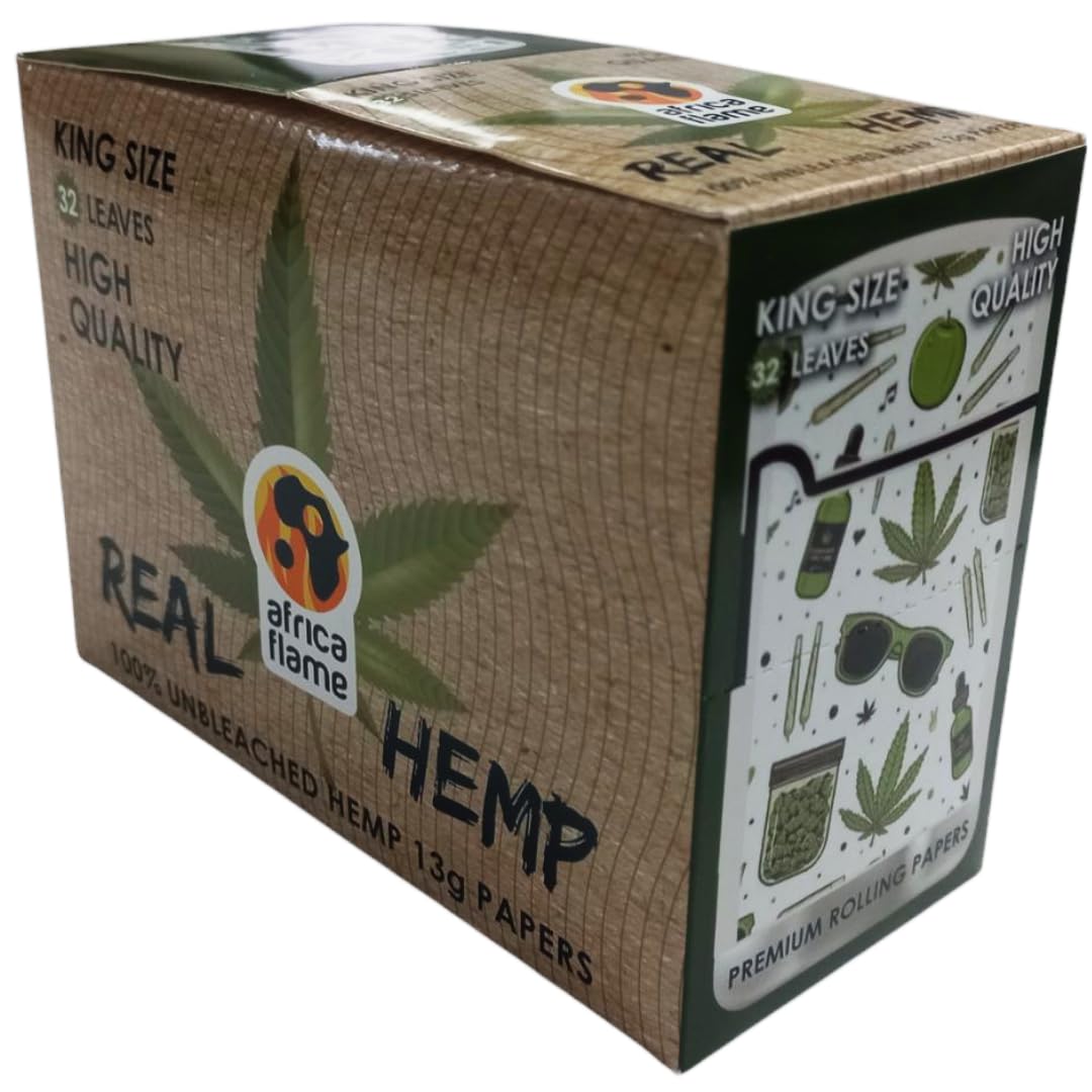 Africa Flame 100% Hemp Rolling Paper - 50 Booklets - White - 2 Pack