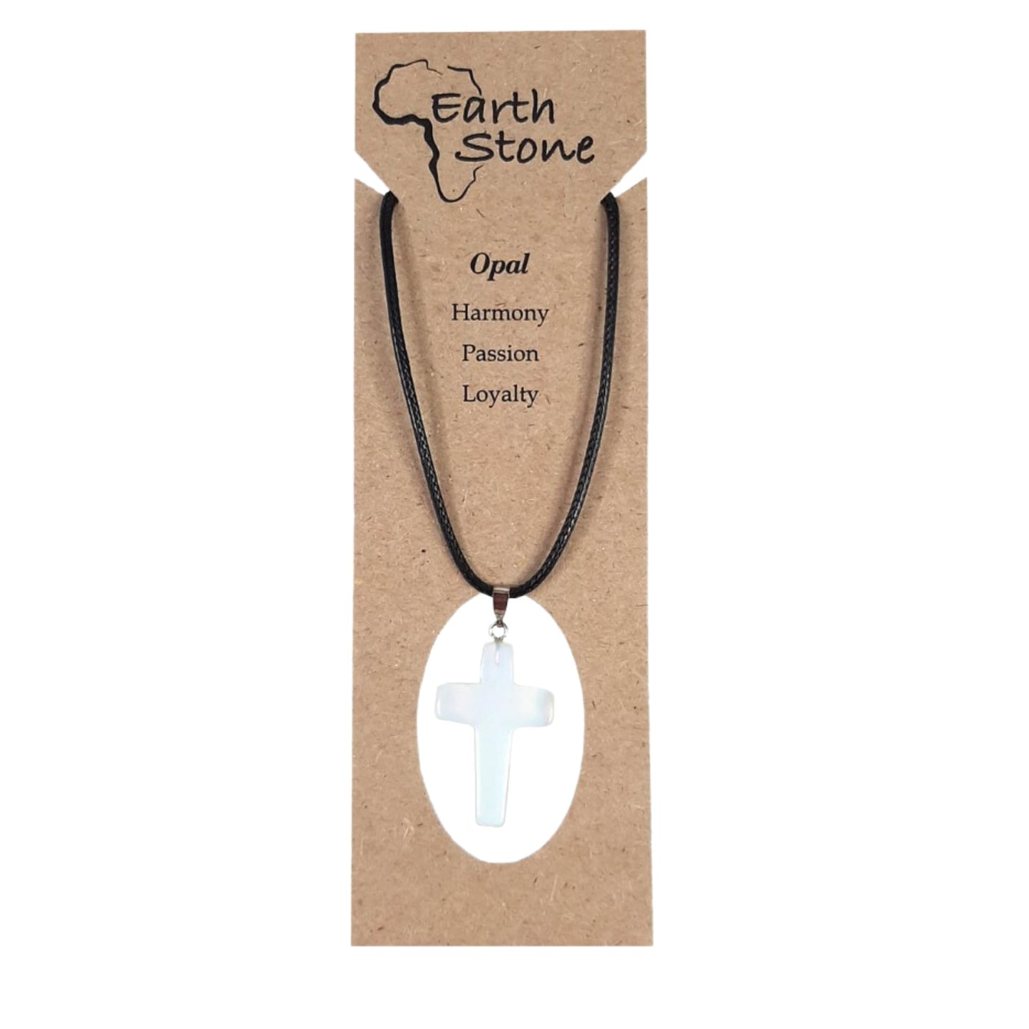 Earth Stone Collection - Cross Stone Necklace (Opal)