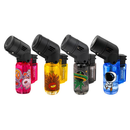 ZL-17 Angle Double Jet Torch Lighter – 4 Pack (Design A)