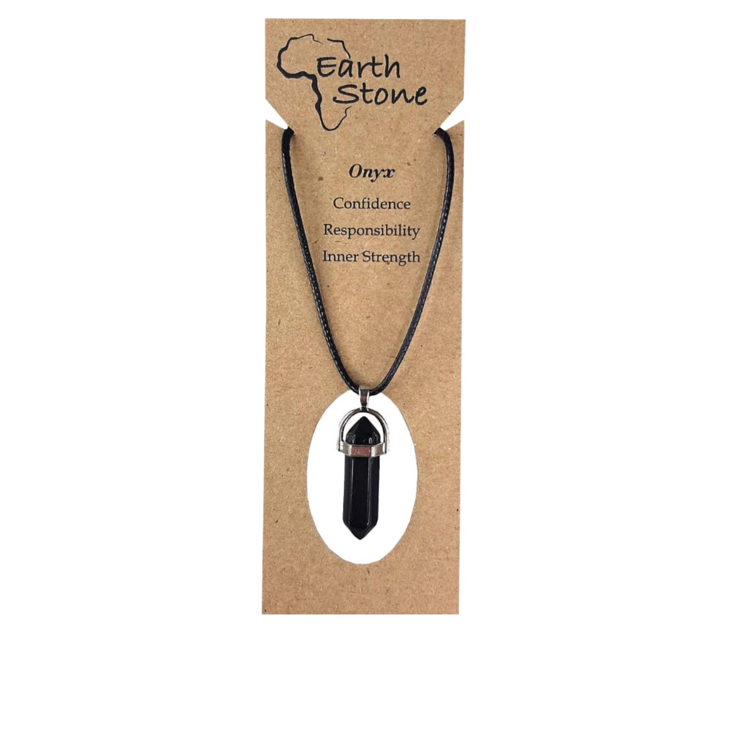 Earth Stone Collection - Bullet Crystal Stone Necklace (Onyx)