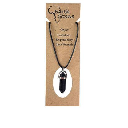 Earth Stone Collection - Bullet Crystal Stone Necklace (Onyx)