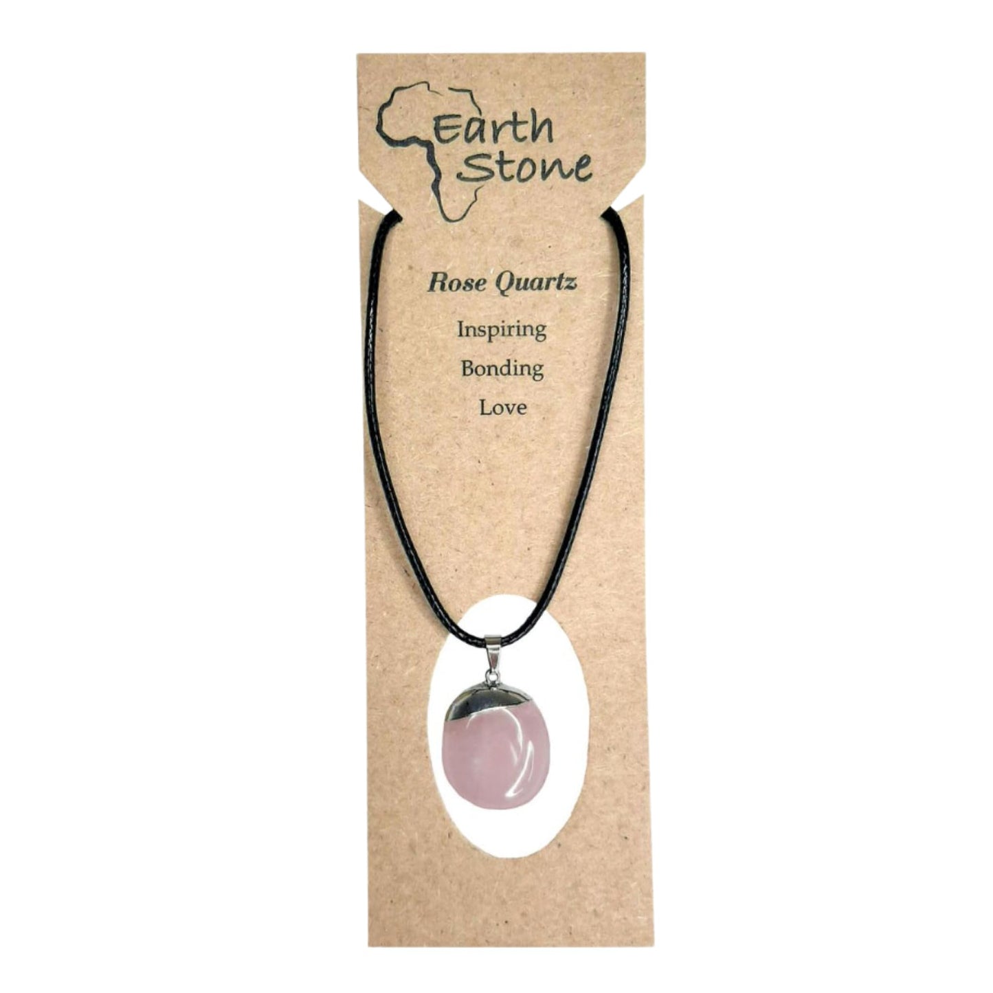 Earth Stone Collection - Polished Crystal Stone Necklace (Rose Quartz)