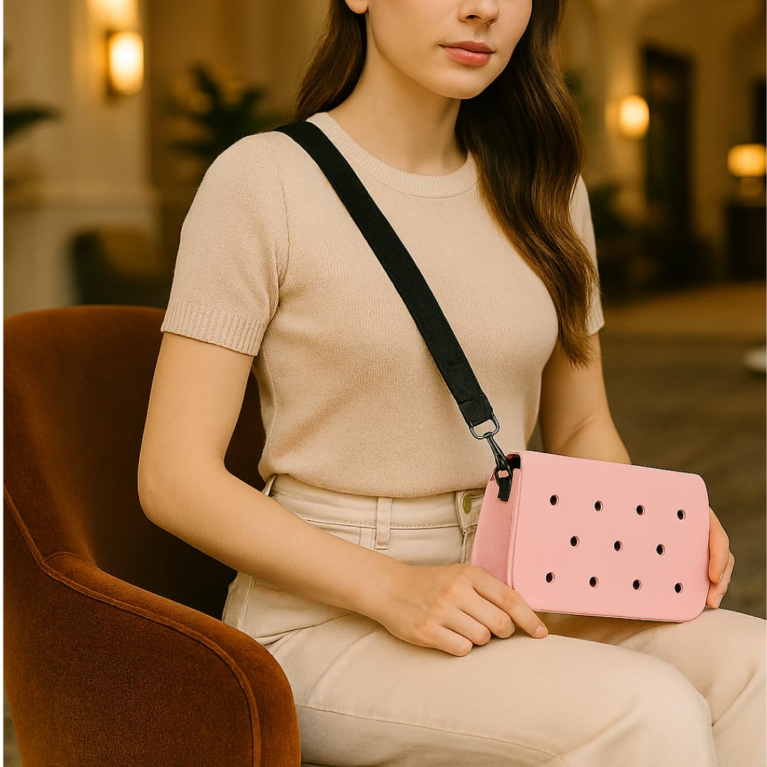 Nana EVA Croc Shoulder Bag & Coco EVA Croc Crossbody Bag Combo Set (Pink)