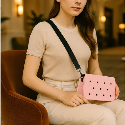 Coco EVA Croc Crossbody Bag – Lightweight Waterproof Shoulder Bag (Pink)