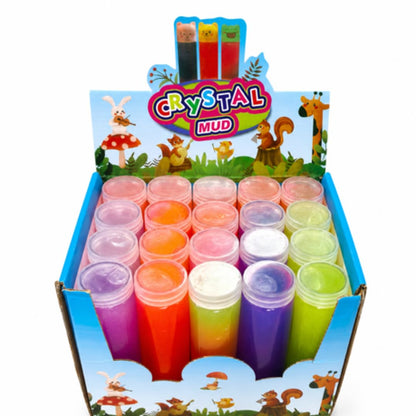 Crystal Mud Neon Tube Slime, Multicolour, 20 Pack, Kids Sensory Play
