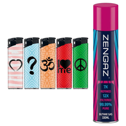 N2 Electronic Lighter - 5 Pack With 330ml Gas (Colours)