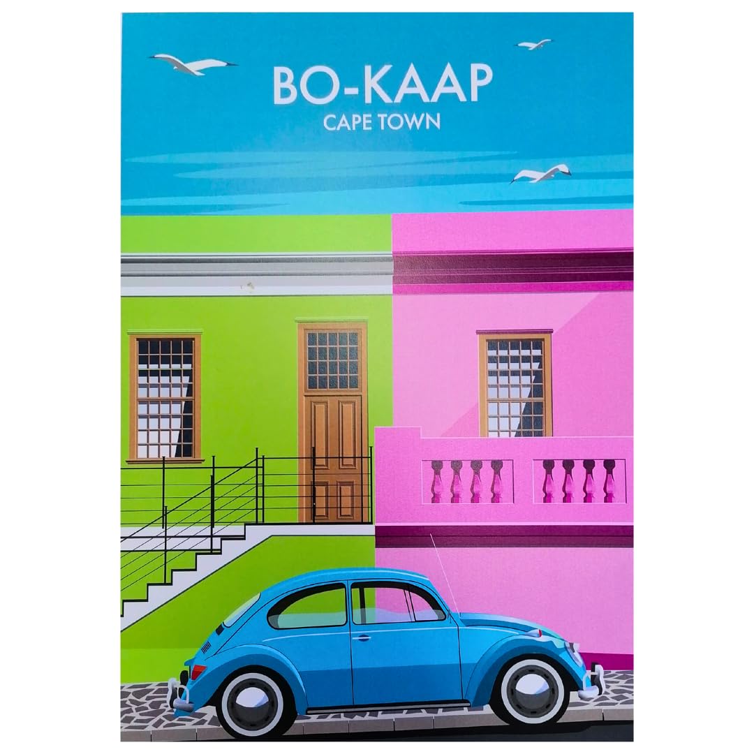 Glenn John Art A4 Print – Bo-Kaap (Front View), Cape Town | Digital Travel Poster Artwork | Premium Print by Cape Town Designer Glenn John