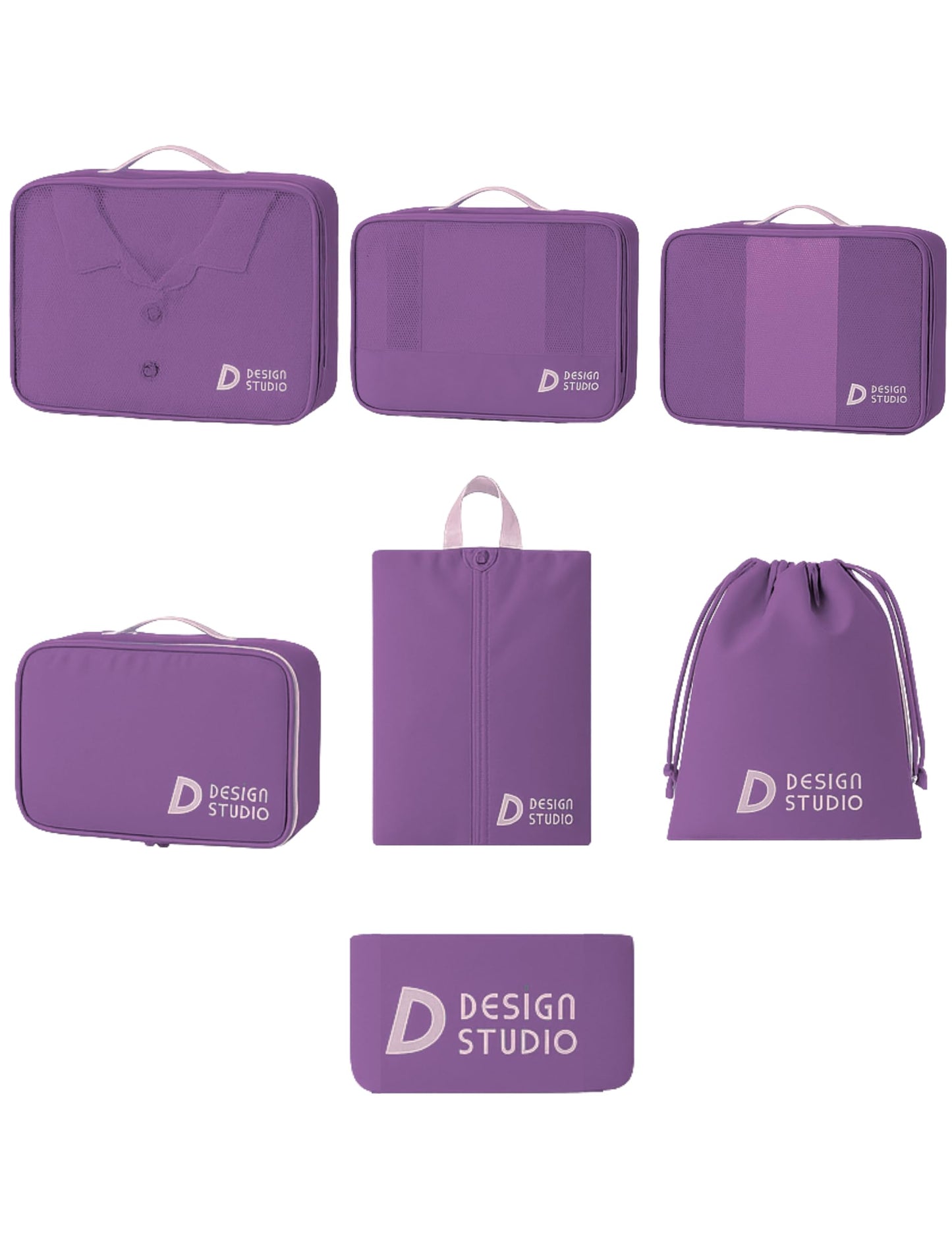 7‑Piece Travel Packing Organizer Set (Purple)