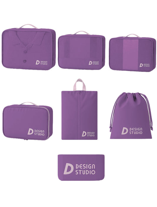 7‑Piece Travel Packing Organizer Set (Purple)