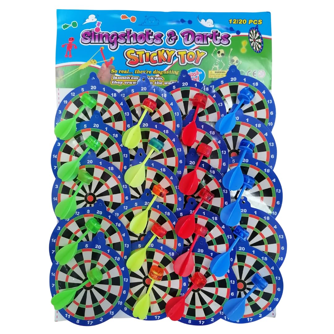 Sticky Dart Game on Card 20pc | Mini Target Game Set | Fun Party Toy