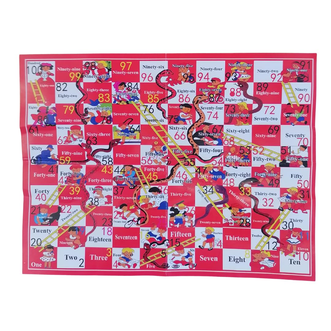 New Snakes and Ladders (S) 20pc | Classic Kids Board Game | Travel-Friendly Mini Set