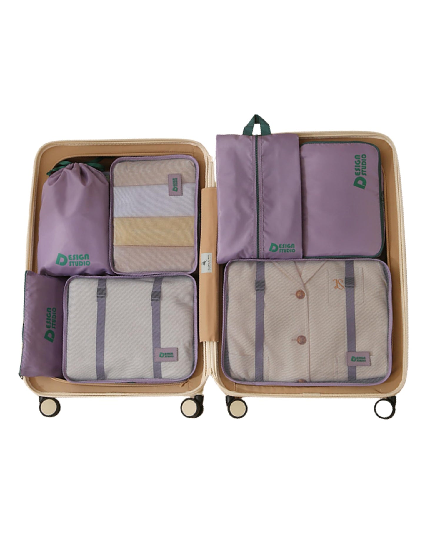7‑Piece Travel Packing Organizer Set (Purple)