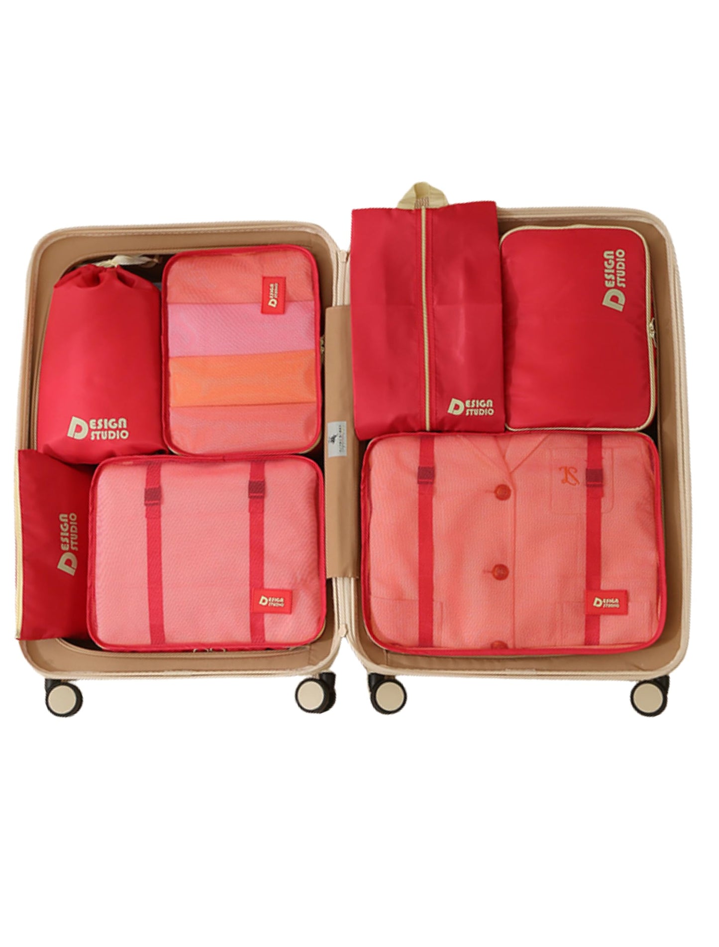 7‑Piece Travel Packing Organizer Set (Red)