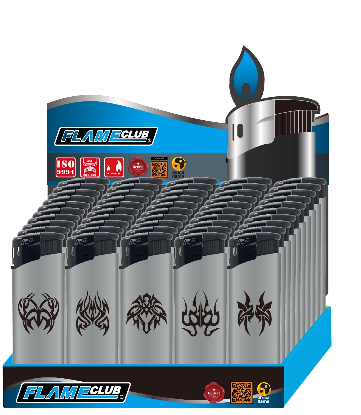 N2 Electronic Lighter 50' Tray (Silver Tattoo)