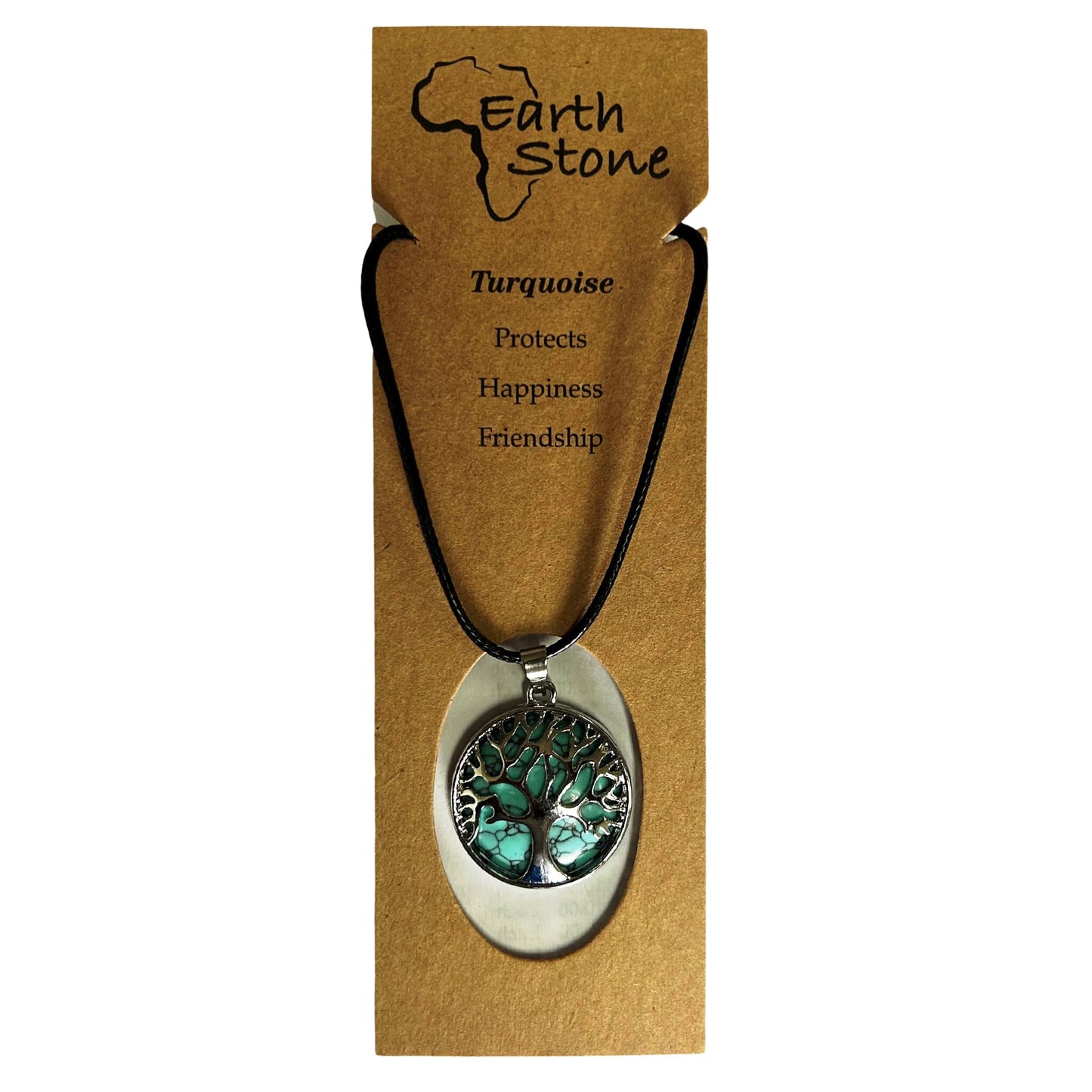 Earth Stone Collection - Silver Tree of Life Crystal Necklace (Turquoise)