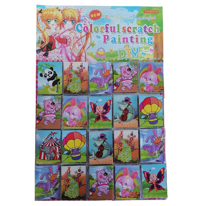 Colourful Scratch Painting on Card 20pc | DIY Art Set for Kids | Creative Rainbow Scratch Activity