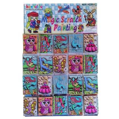 Magic Scratch Painting on Card 20pc | Creative Art Set for Kids | Colour Reveal Scratch Pads