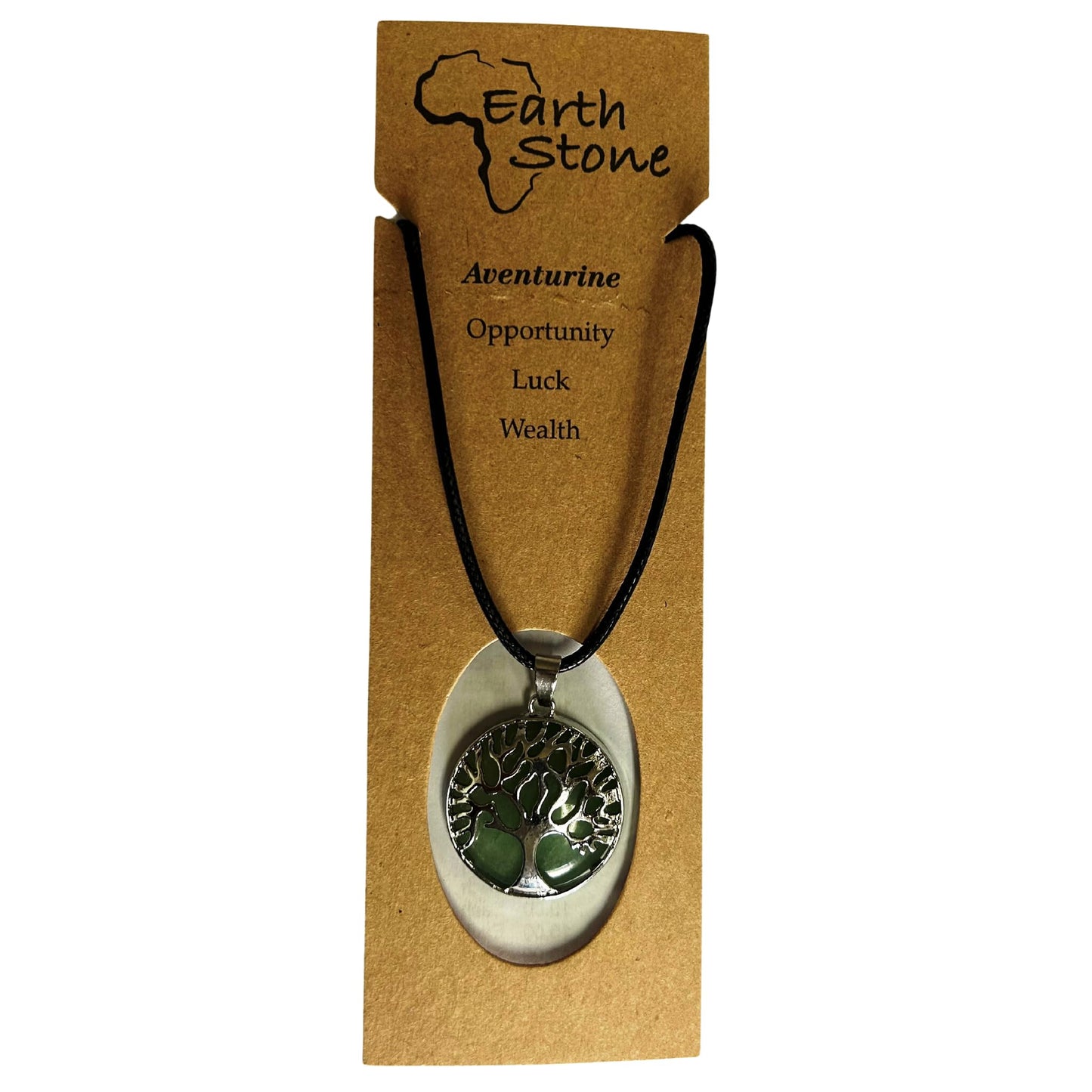 Earth Stone Collection - Silver Tree of Life Crystal Necklace (Aventurine)