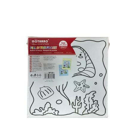 Motarro Printed Canvas with Paint Set - 20 × 20 cm - Ocean Floor