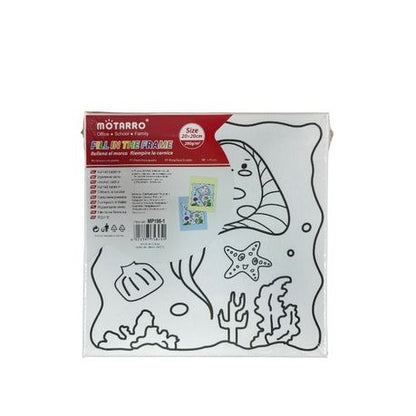 Motarro Printed Canvas with Paint Set - 20 × 20 cm - Ocean Floor