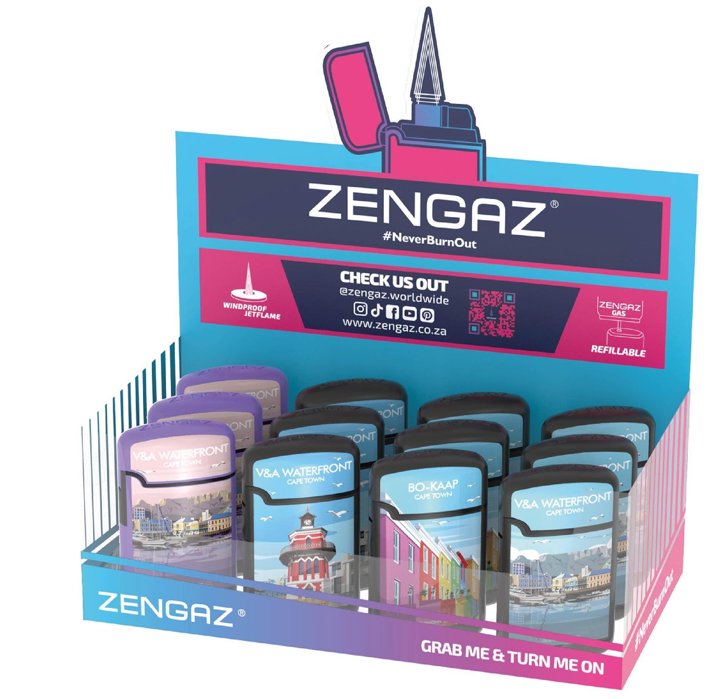 ZL3 Glenn John Art Mega Jet Flame Travel Lighter Tray - 12 Pack (Tray 1)