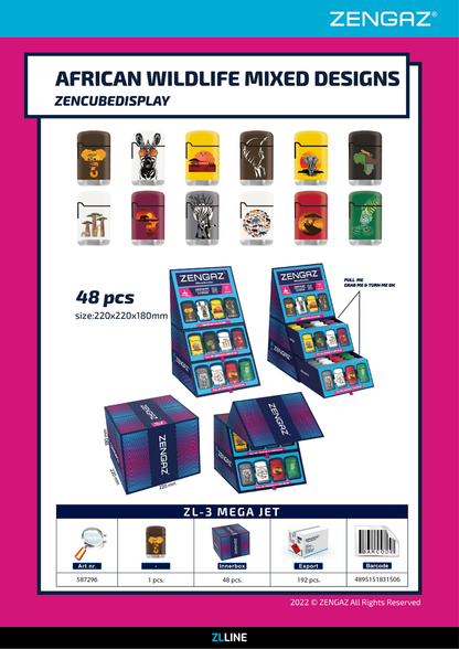 Zengaz Lighter Cube Display ZL 3 Mega Jet Flame - 48 pcs