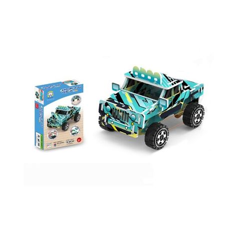 Wooden 4WD Off-Road Vehicle Puzzle Kit - Buildable Motorized Toy