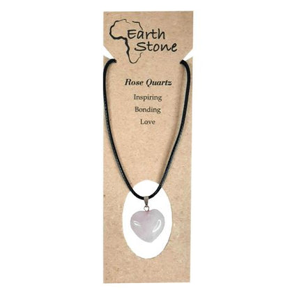 Earth Stone Collection - Heart Rose Quartz Stone Necklace