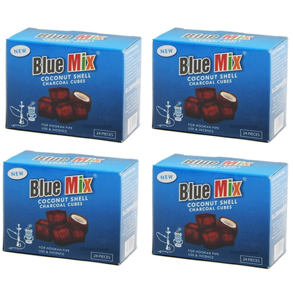 Blue Mix Coconut Shell Charcoal Cubes 24 Pieces - 4 Pack