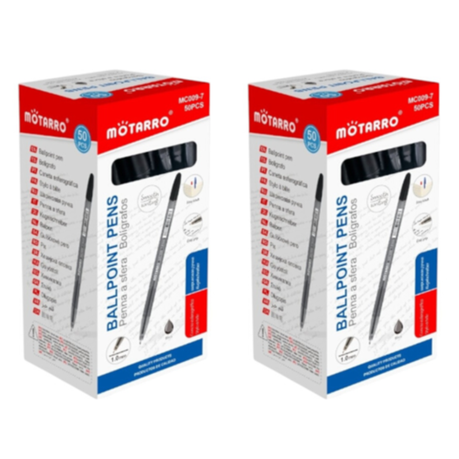 Motarro Ballpoint Pen 1.0mm 50PCS - 2 Pack - Blue