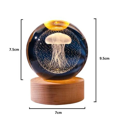 Crystal Ball Lamp with 3D Engraving and Luminous Base - 2 Pack - Space