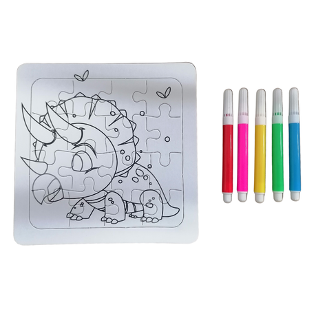 Puzzle 3-piece Strip Colouring with Markers - Sea Creatures