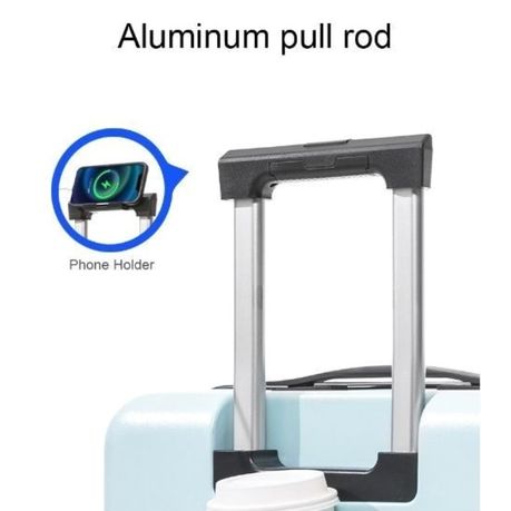 Multifunctional Smart Carry-On 20" Suitcase and Cosmetic Suitcase Set - Blue