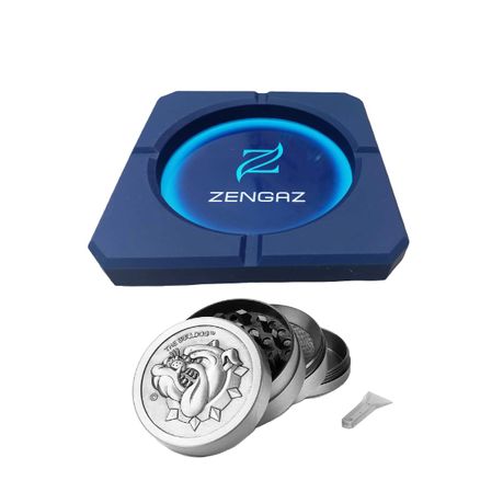 Bulldog 4-Part Metal Grinder & Zengaz Premium Silicone Ashtray