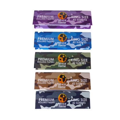 Africa Flame Rolling Paper King Size - 50 Booklets - Army - 2 Pack