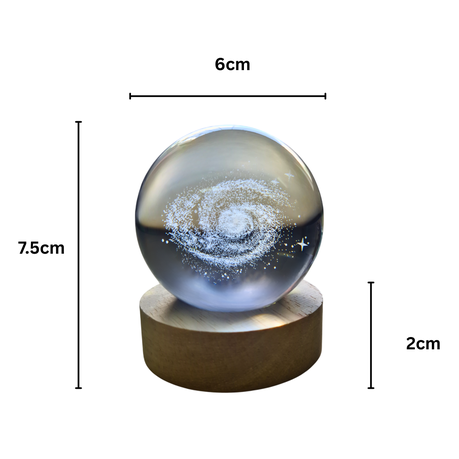 Small Crystal Ball Lamp with 3D Engraving and Luminous Base - Space