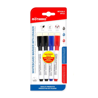 Motarro Whiteboard Marker With Eraser 2mm 4PCS