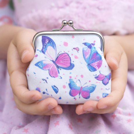 Purse - White Butterflies 7.5×9.5×2cm