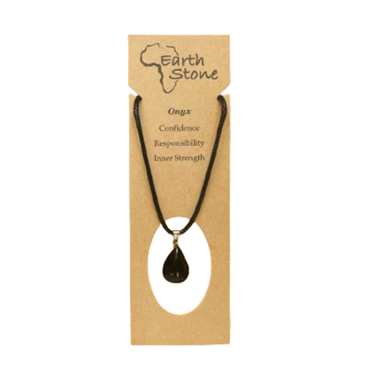 Earth Stone Collection - Onyx Bracelet And Teardrop Necklace Set