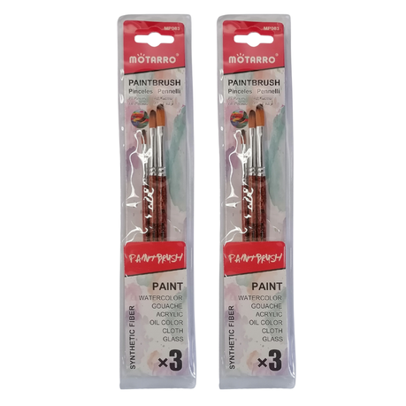 Motarro Paint Brushes 3PC - 2 Pack - Light Brown