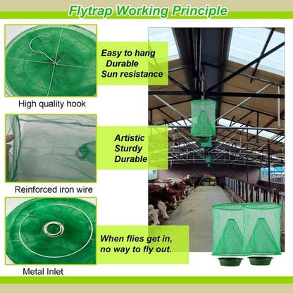 4 Pack Reusable Reinforced Mesh Hanging Trap Foldable Fly Cage
