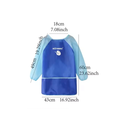 Motarro Kids Waterproof Painting Apron | Long Sleeve | Medium | Pocket - Yellow