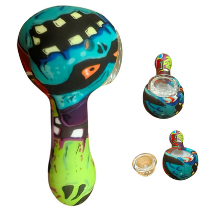 Silicone Rasta Pipe - Hydrodipped - 50 Pack