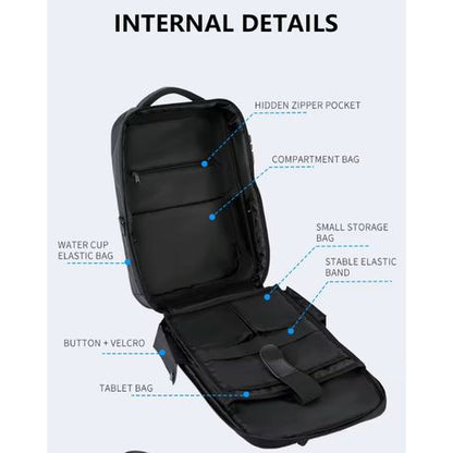 Hard Shell Large Capacity Business Travel Backpack - Black