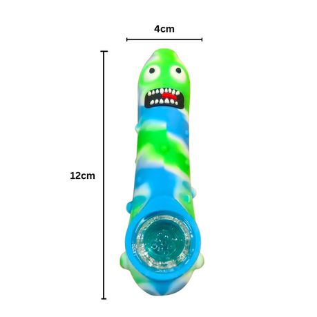 Silicone Rasta Pipe - Pickle Rick - Red, Green
